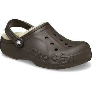 Crocs Classic Baya Fur Lined Unisex Olive Brown Foam Slingback Clogs Slide Shoes